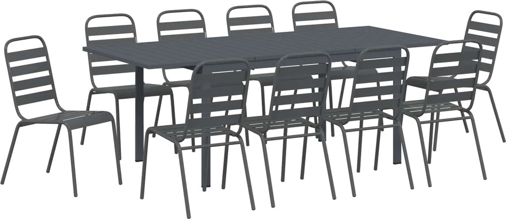vidaXL Set de masă pentru grădină 11 pcs Antracit