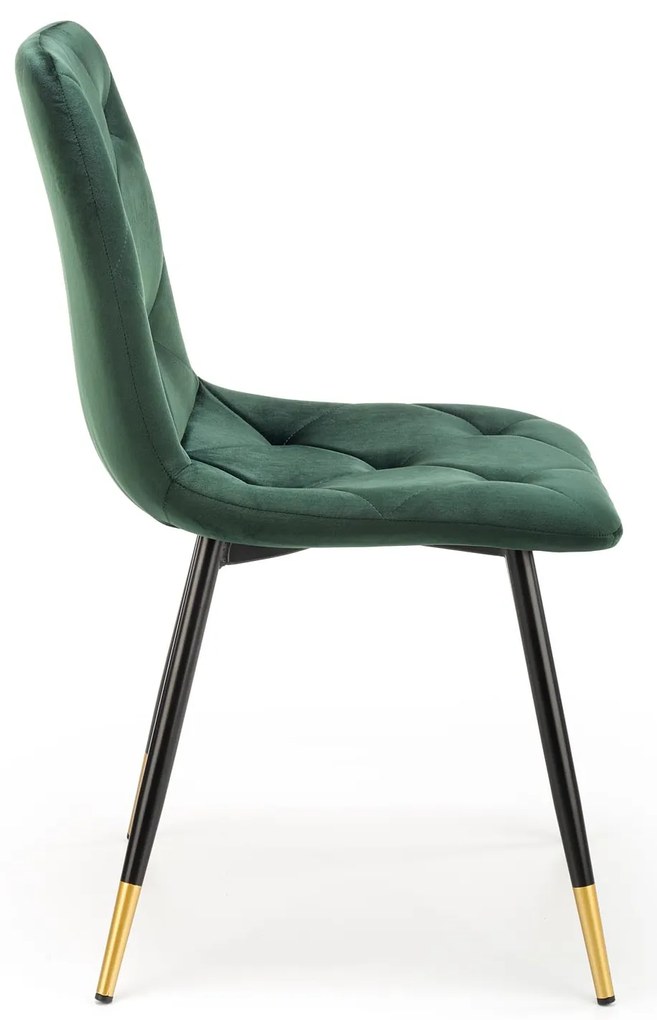 Scaun de sufragerie Kallan (verde închis + negru + auriu). 1039672