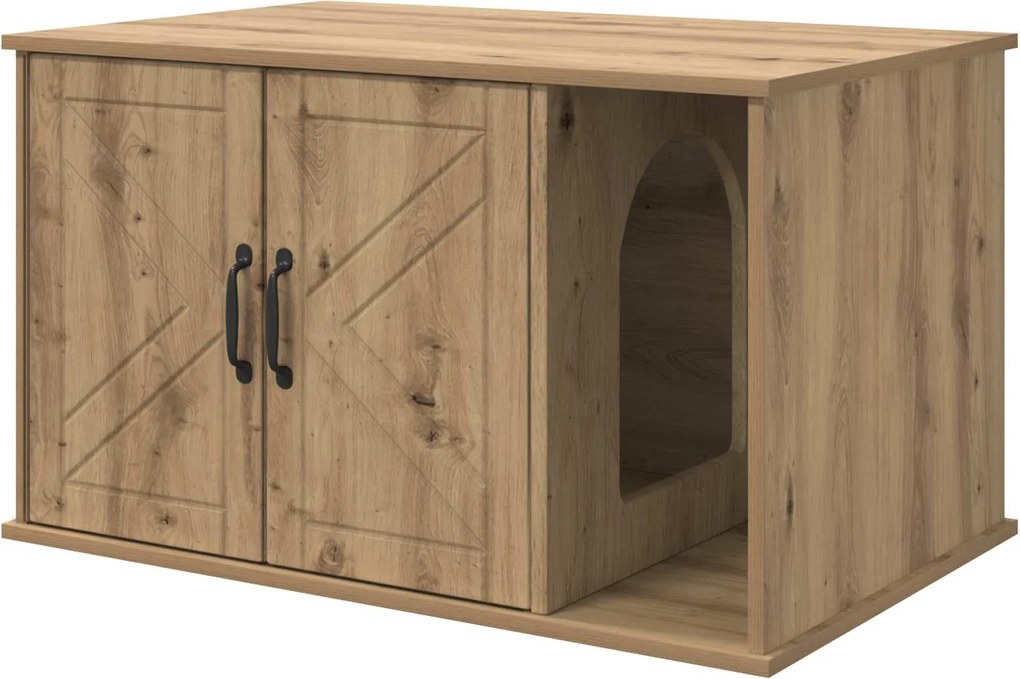 vidaXL Casa pentru pisici Stejar artizanal 85 x 55 x 50 cm