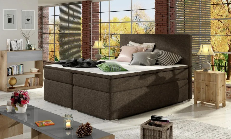 Pat boxspring tapitat, cu spatiu pentru depozitare, 160X200 cm, Divalo, Eltap (Culoare: Gri inchis piele)