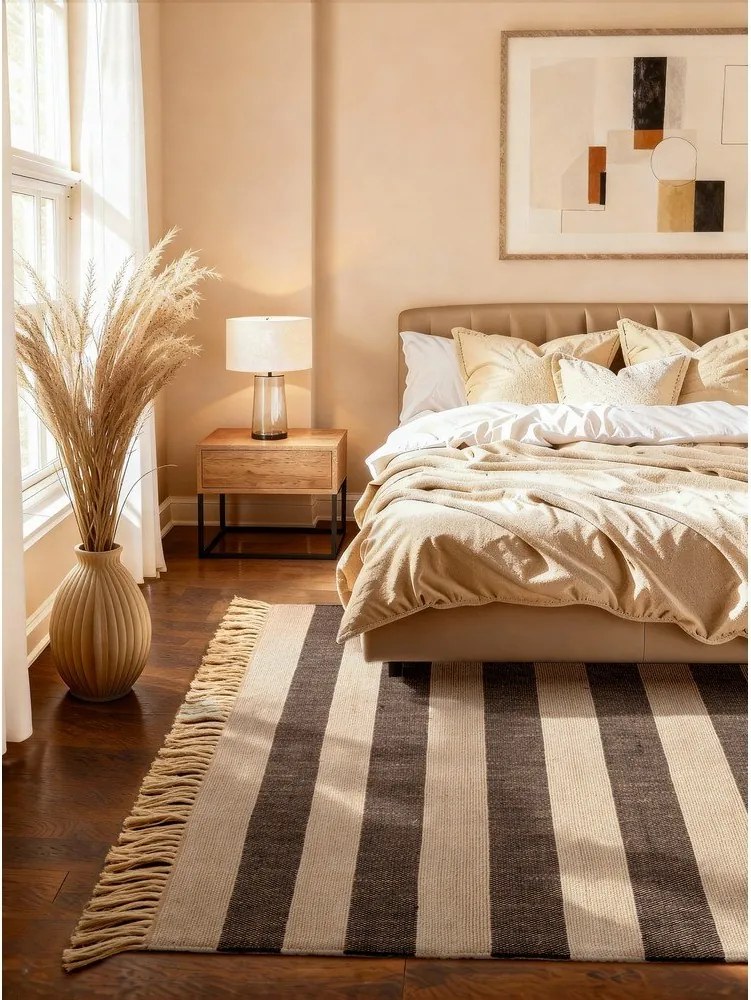 Covor negru/crem reversibil/țesut manual din iută 200x300 cm Playa – Hanse Home