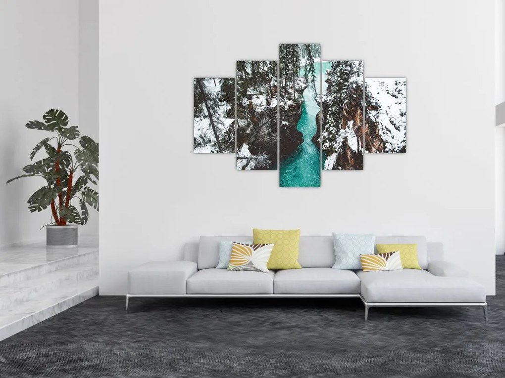 Tablou - râul de munte iarna (150x105 cm)