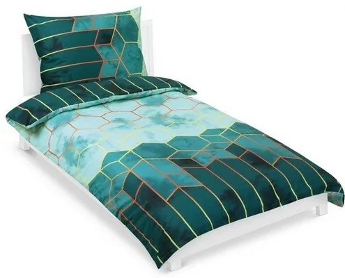 Lenjerie de pat din bumbac Bellatex Plaid verde ,140 x 200 cm, 70 x 90 cm