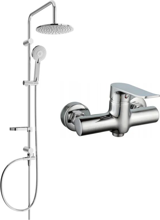 Mexen Pecos Carl set de duș montat pe suprafață cu duș fix și baterie de duș, crom - 72740240-00