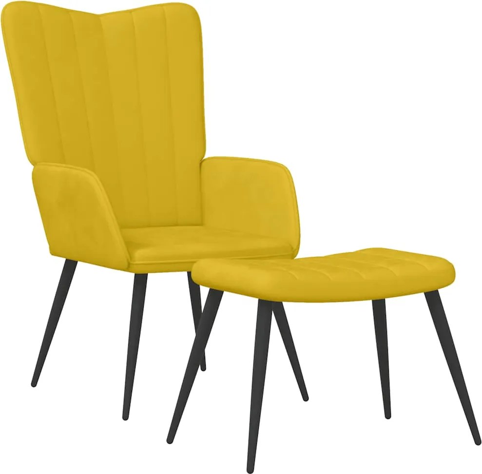 vidaXL Scaun relaxare cu taburet, galben muștar, catifea