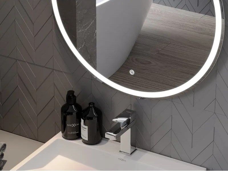 Mexen Gobi oglindă de baie iluminată, rotundă 70 cm, LED 6000K, anti-aburire - 9801-070-070-611-00