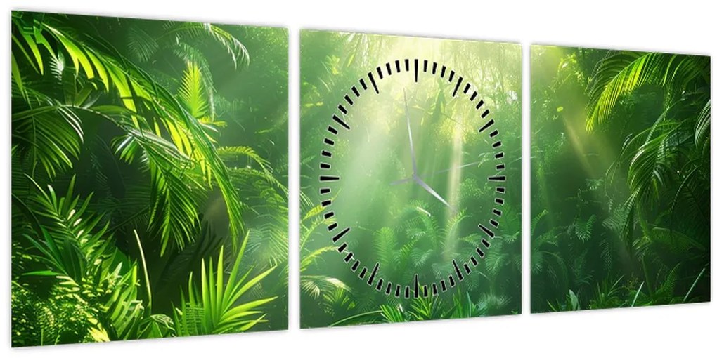 Tablou - Pădurea tropicală (cu ceas) (90x30 cm)