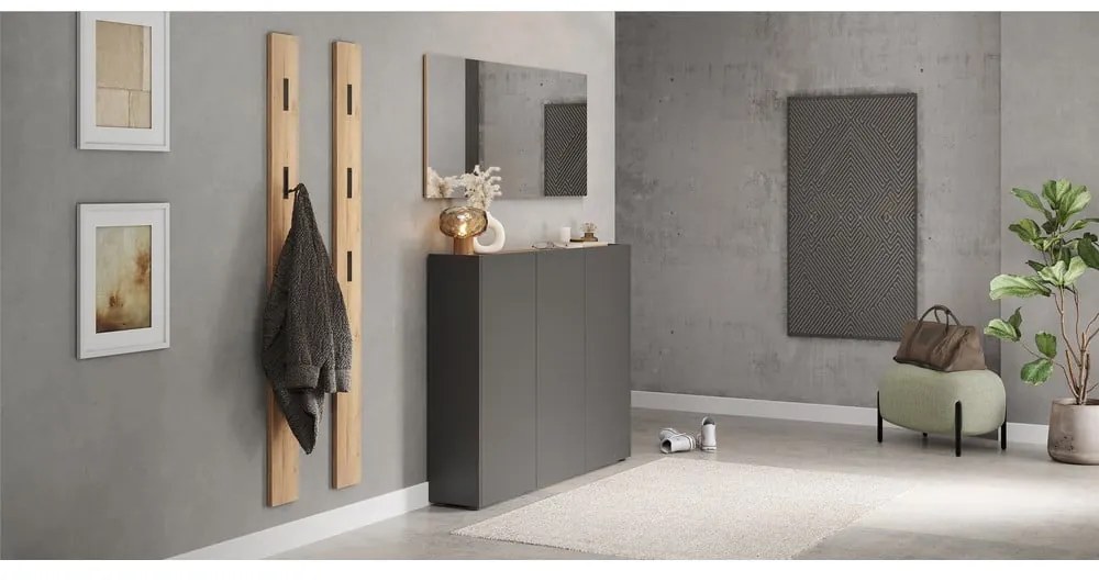 Dulap gri antracit cu aspect de lemn de stejar 138x105x25 cm Libbiano – Germania