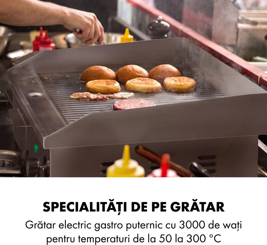 Klarstein Grillmeile 3000R, grătarul electric, 3000 W, placă de grill, 54,5 x 35 cm, striat