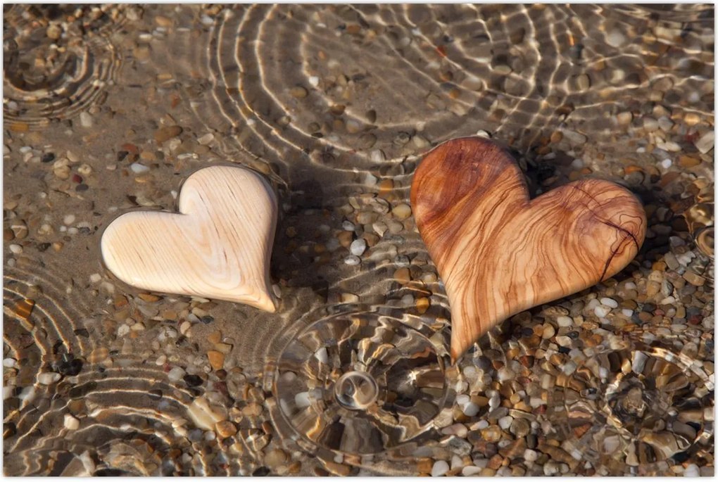 Tablou - Inimile din lemn (90x60 cm)