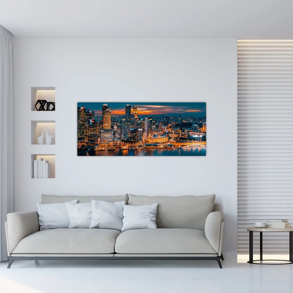 Tablou cu orașul nocturn (120x50 cm)