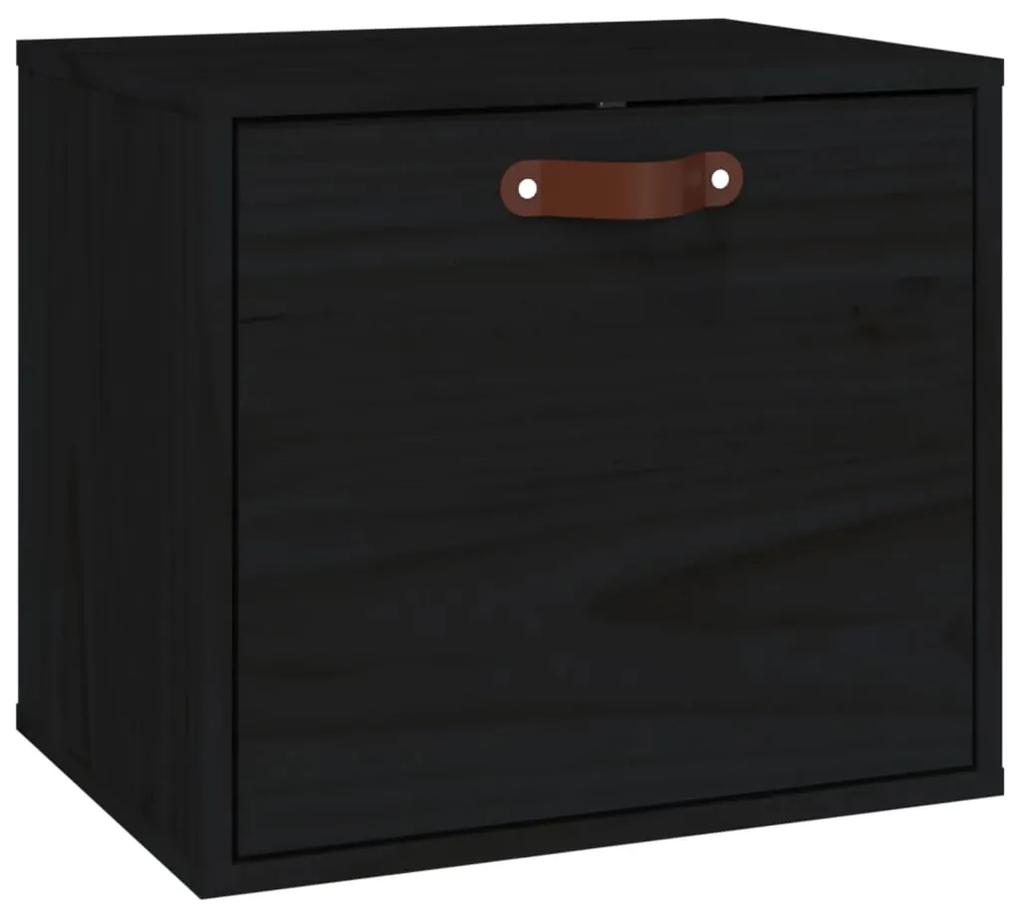 818349 vidaXL Dulap de perete, negru, 40x30x35 cm, lemn masiv de pin