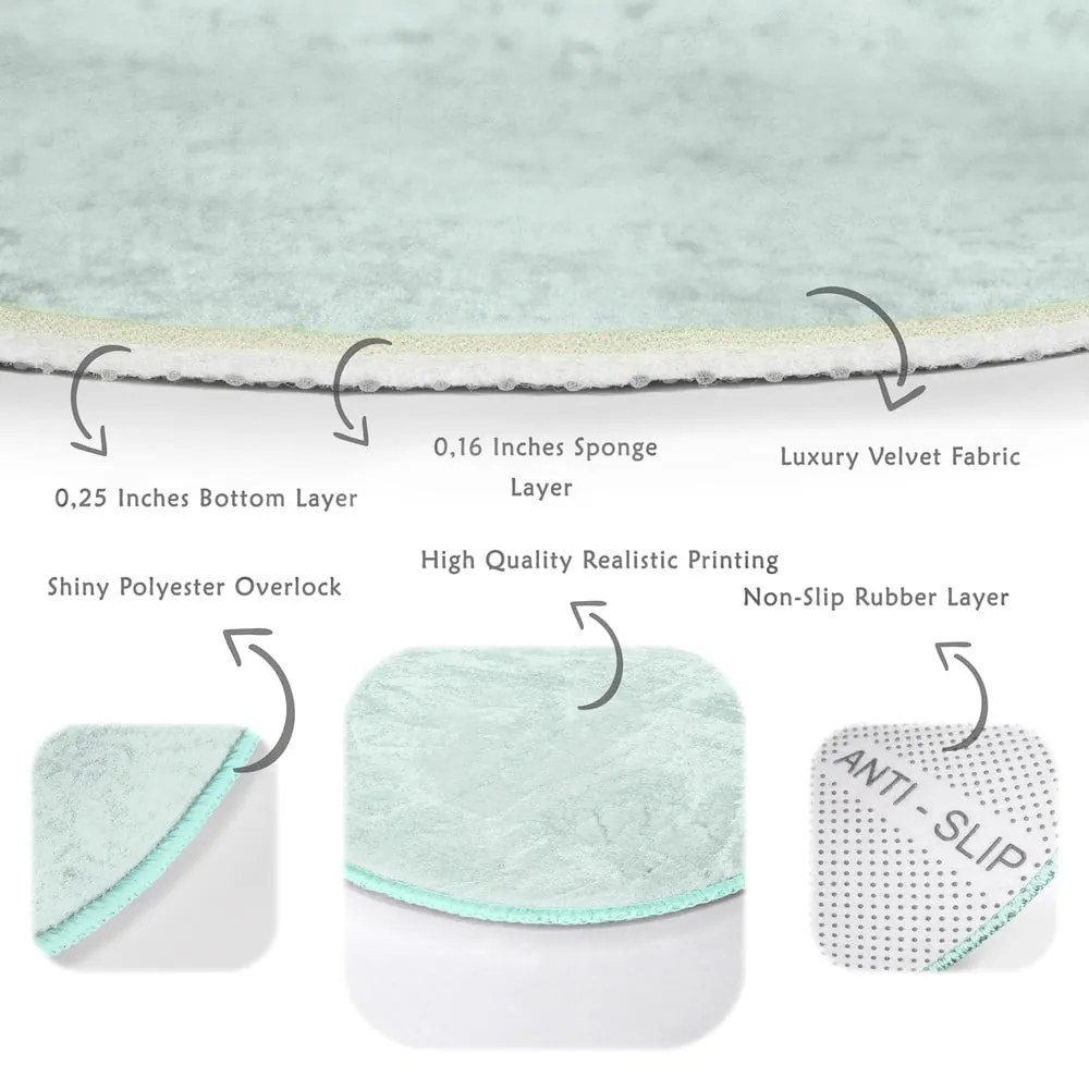 Covor rotund verde mentă lavabil adecvat și pentru aspiratoare robot ø 100 cm Comfort – Mila Home