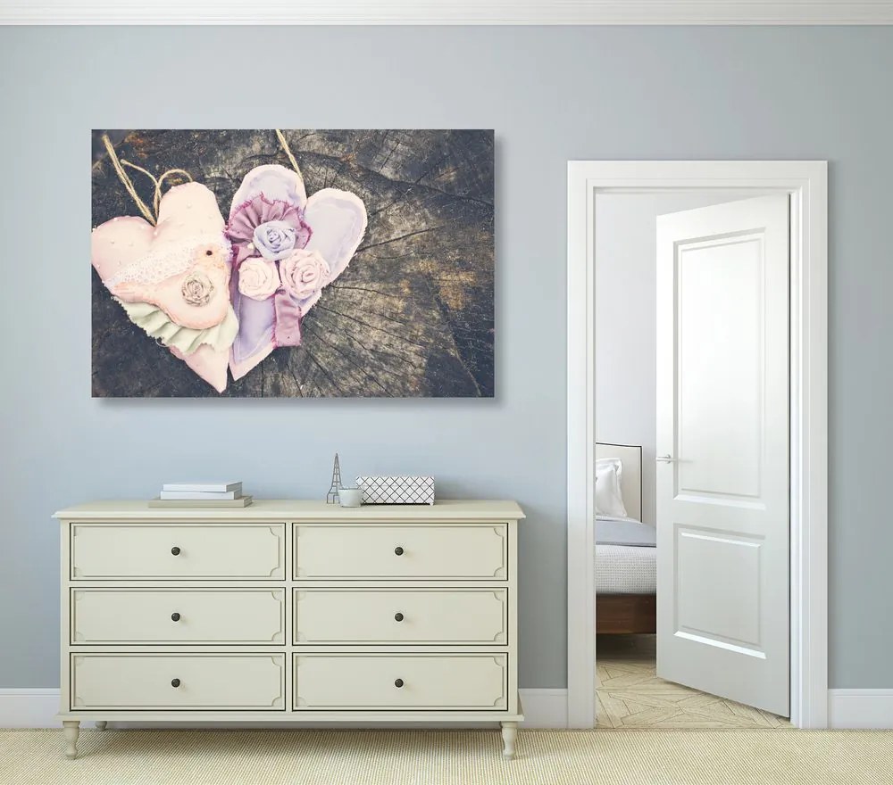 Tablou handmade inimioară pe trunchi