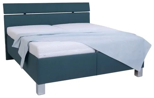 Pat tapițat ALIS 160x200 cm cu saltea inclusă și spațiu de depozitare, petrol