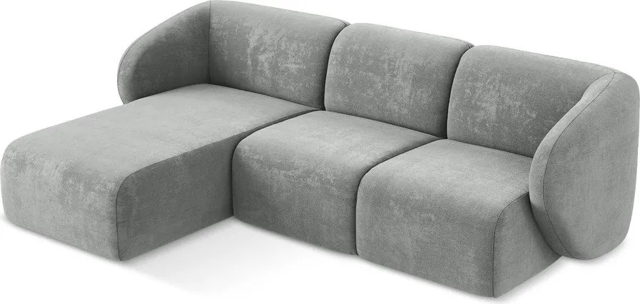 Colțar gri cu tapițerie din chenille (cu colț pe partea stângă/cu șezlong) Lani – Makamii