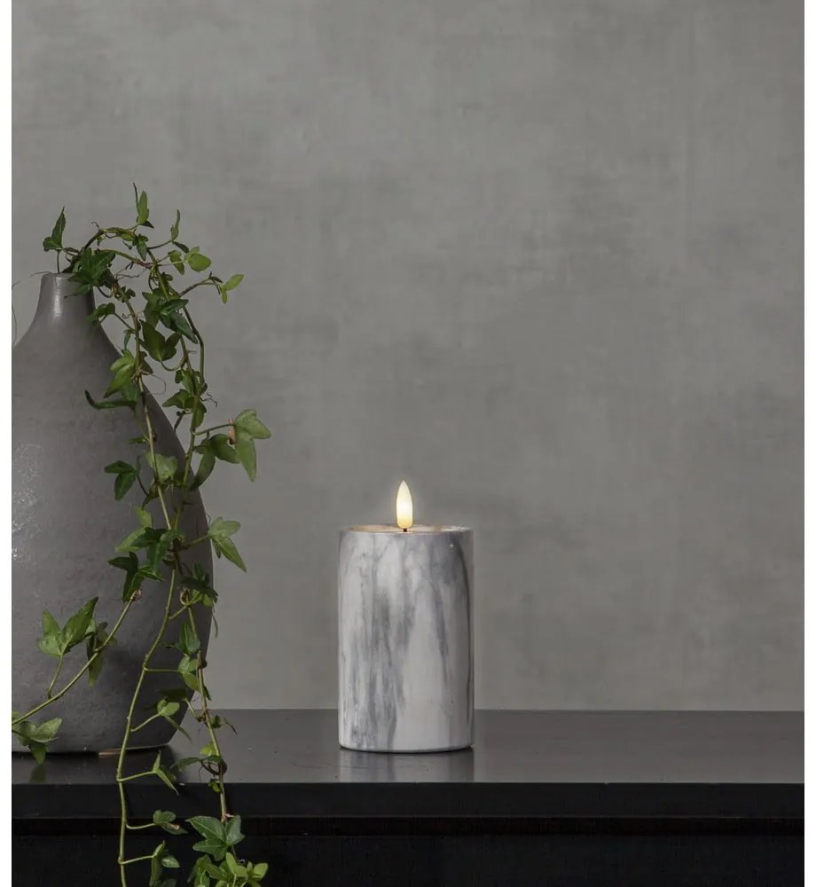 Lumânare cu LED din beton Star Trading Flamme Marble, înălțime 15 cm