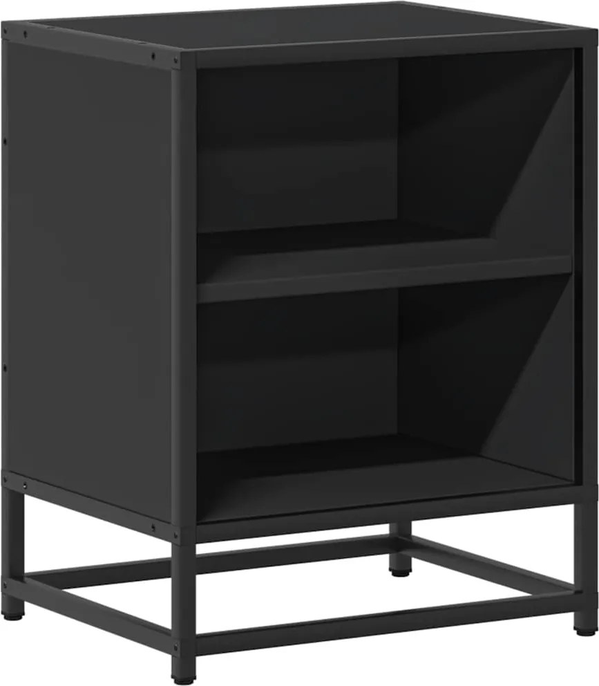 vidaXL Noptiera neagra 40x31x50 cm lemn prelucrat si metal