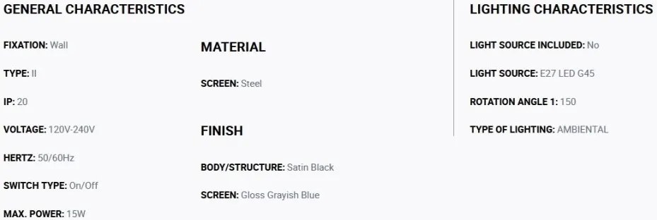 Aplica de perete cu brat directionabil TATAWIN negru, blue