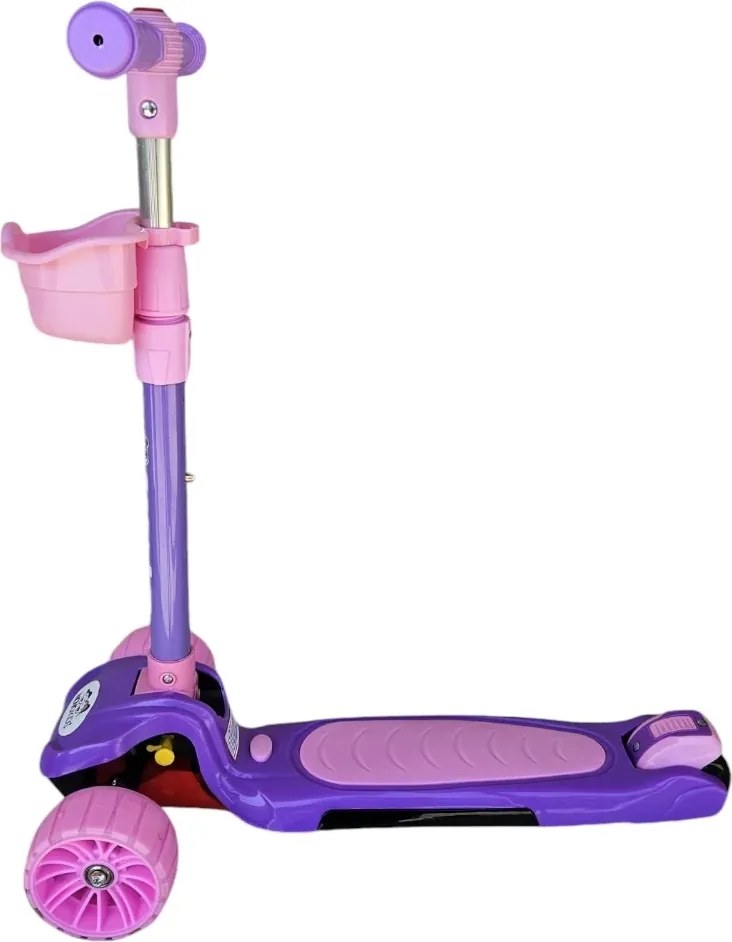 Trotineta copii cu roti luminoase din silicon NOVOKIDS™ Mini Scooter 6160, Cu melodii si lumini, 3 roti, Pliabila, Maner reglabil pe inaltime, Maxim