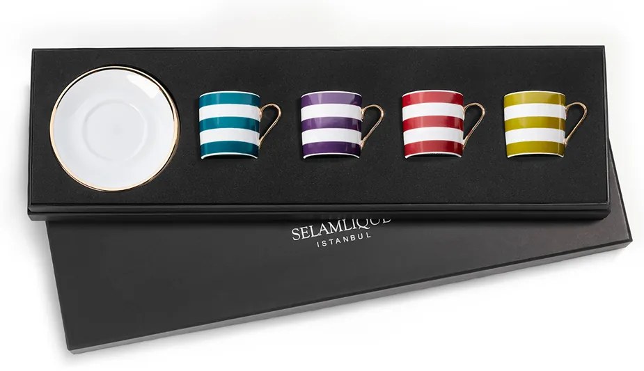 Set pentru cafea turcească , 4 cești cu farfurii, Bospor - Selamlique