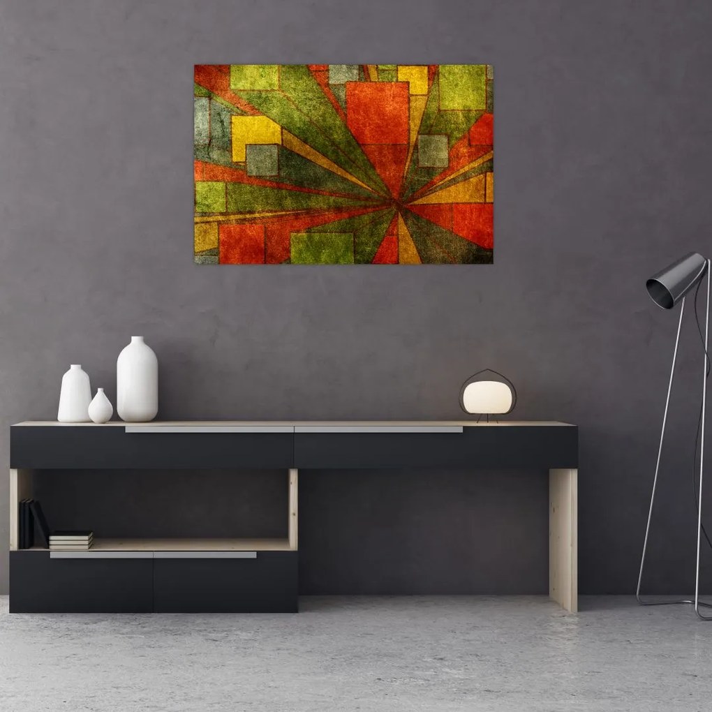 Tablou cu abstracție geometrică (90x60 cm)