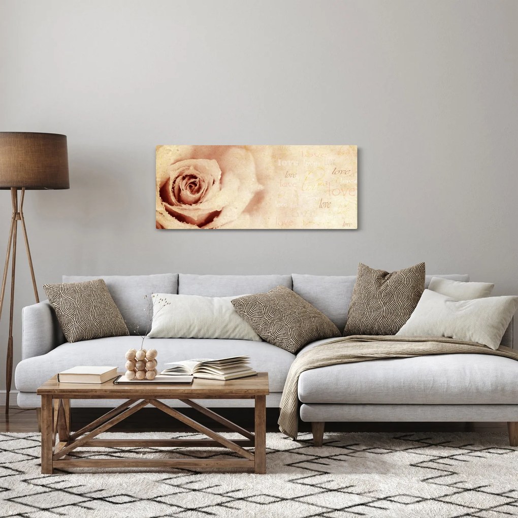 Tablou - floare de trandafir pentru îndrăgostiți (120x50 cm)