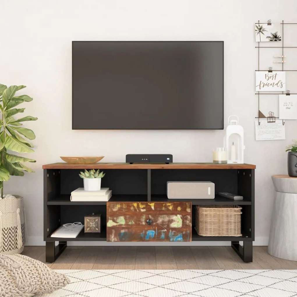 vidaXL Dulap TV, 100x33x46 cm, lemn masiv reciclat&amp;lemn prelucrat