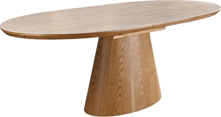 Masa extensibila, Ceramica travertin, Furnir stejar, UNIQUE 160-200cm
