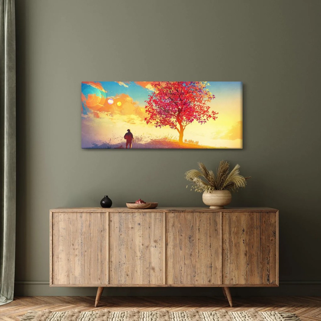 Tablou - casa în deal (120x50 cm)