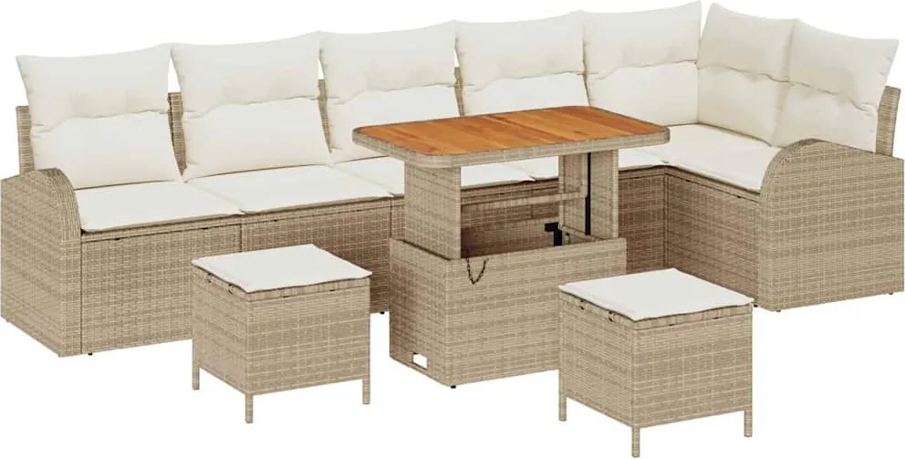 vidaXL Set de canapele pentru grădină cu pernă 9 pcs Bej și crem