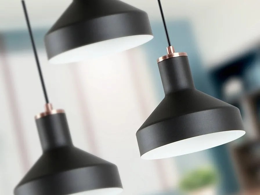 Lustra suspendata din metal design moderm Irias 3L negru/cupru