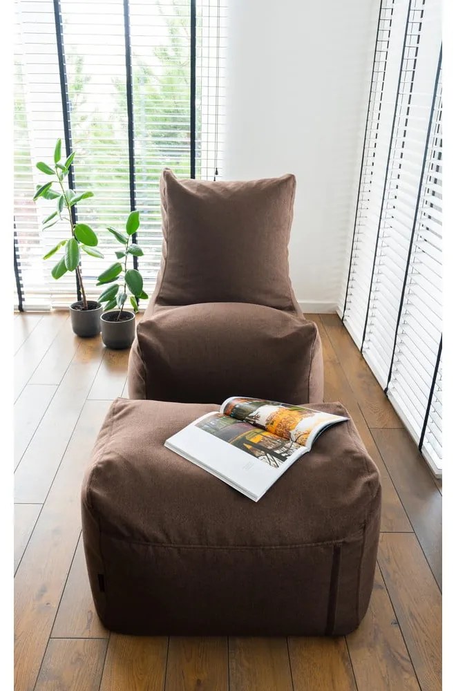 Fotoliu bean bag maro cu tapițerie din țesătură bouclé Plus 70 Lounge – SLOWDOWN