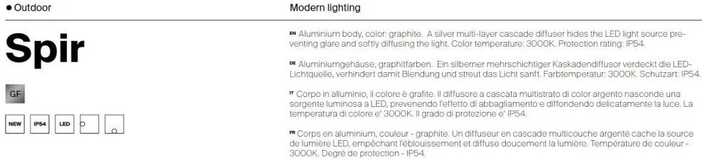 Aplica LED de perete iluminat exterior IP54 Spir