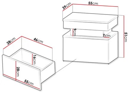 Noptieră Lesteralo 1S (Alb + lucios Alb) (cu iluminat LED albastru). Promo -17%. 1104512