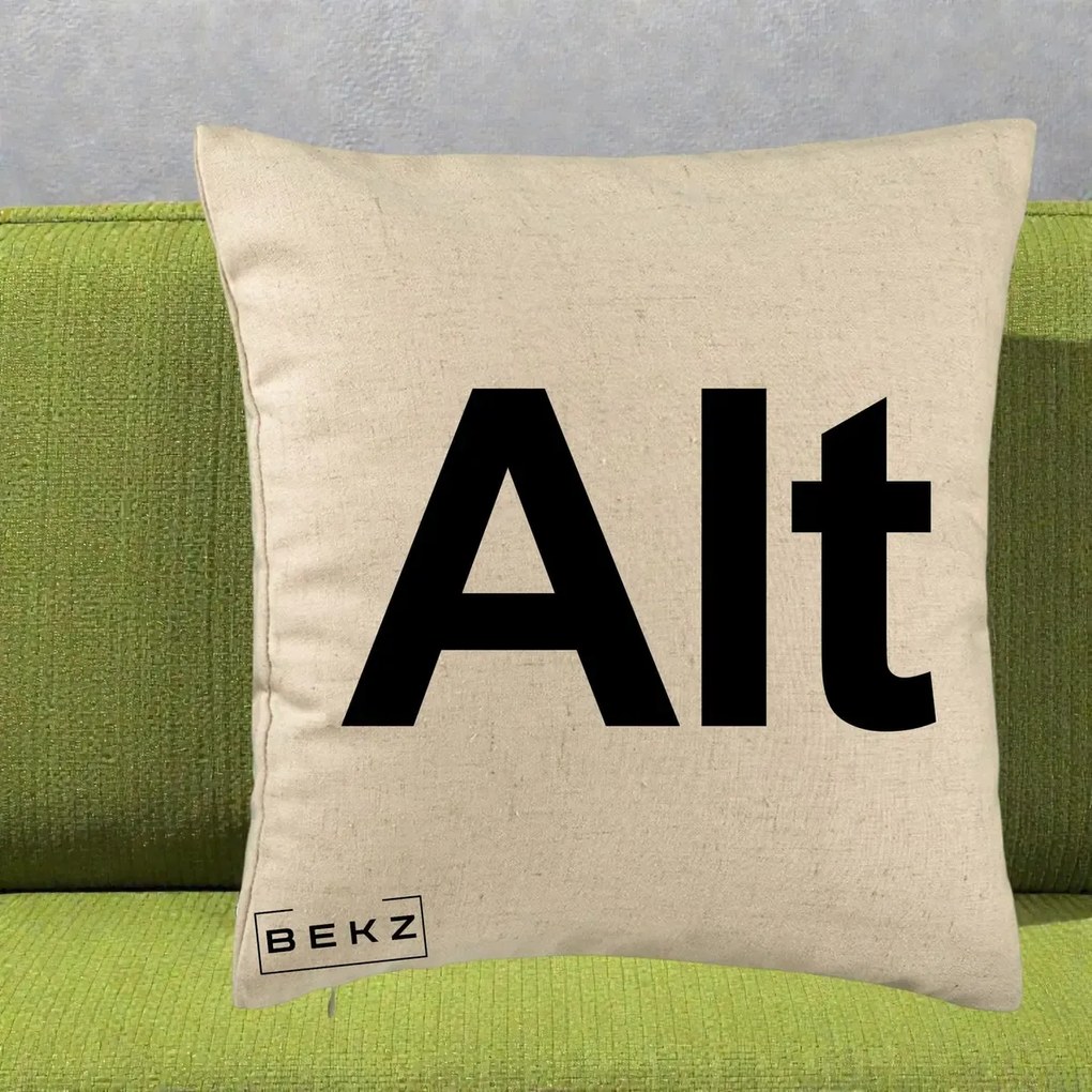 Perna Personalizata Tasta Alt Tipografie Bold, 40x40 cm, Bej, Husa Detasabila, Perna Inclusa, BEKZ®