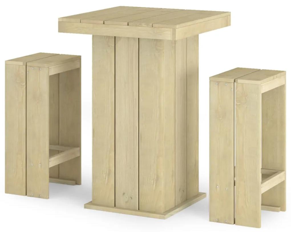 3096633 vidaXL Set mobilier de bar de grădină, 3 piese, lemn de pin tratat