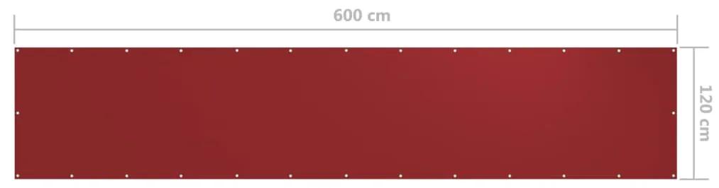 Paravan de balcon, rosu, 120 x 600 cm, tesatura oxford Rosu, 120 x 600 cm