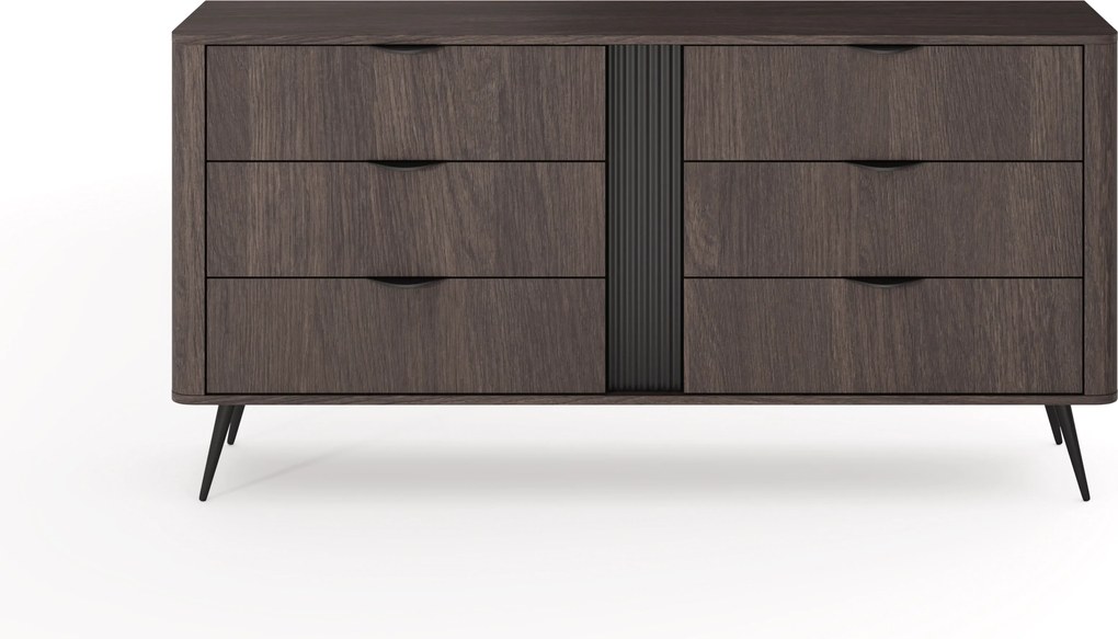 Comodă Edrin 163 cm cu sertare - stejar dunin / negru