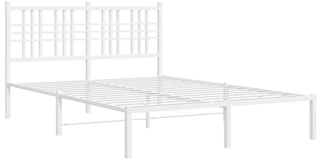 376371 vidaXL Cadru de pat metalic cu tăblie, alb, 120x200 cm