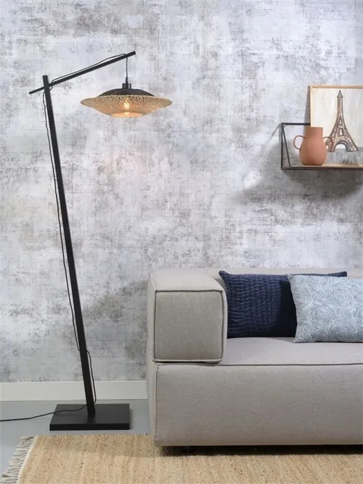 Lampadar din bambus KALIMANTAN orizontal S negru, 44cm