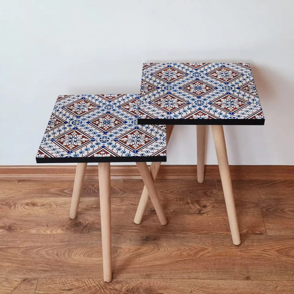 Set 2 Masute Auxiliare 2SHP32, MDF, Albastru