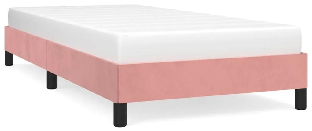 Cadru de pat, roz, 100x200 cm, catifea Roz, 25 cm, 100 x 200 cm