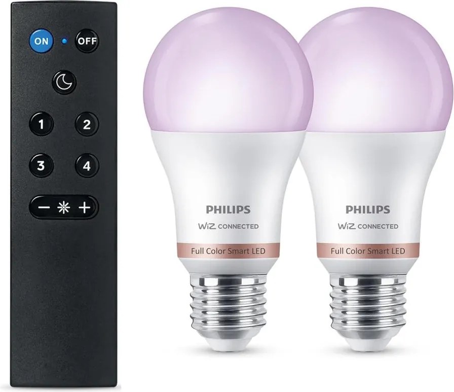 Set de 2 becuri LED RGB reglabile Philips SMART A60 E27/8,5W/230V 2200-6500K + telecomandă inclusă