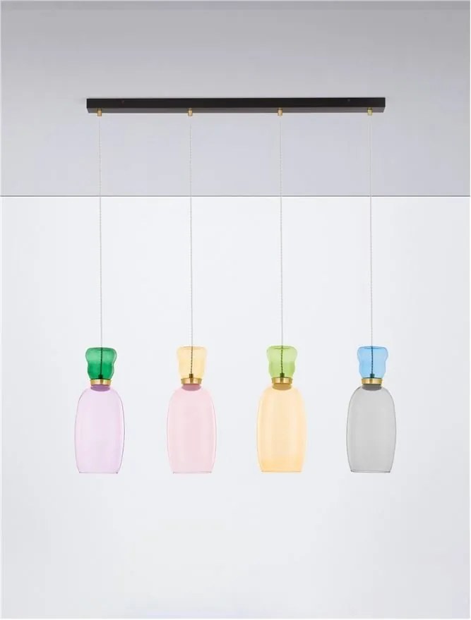 Lustra cu 4 pendule LED design modern Pluma multicolor