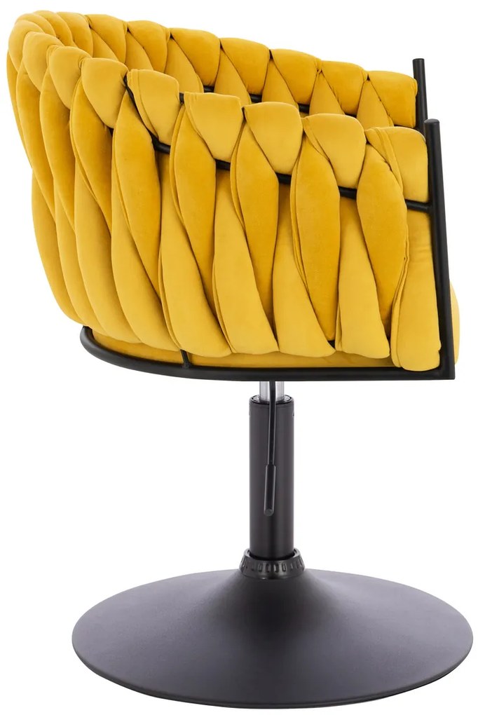 HR750N Scaun Galbenă din Catifea cu Bază Neagră