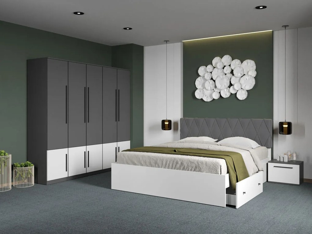 Set mobila dormitor 4 piese Gri/Alb Shape C10