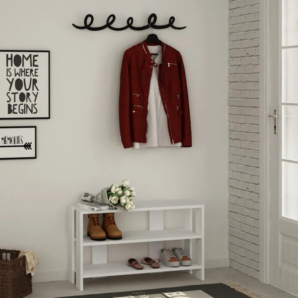 Set Cuier Hol si Dulap Pantofi Tono, Alb