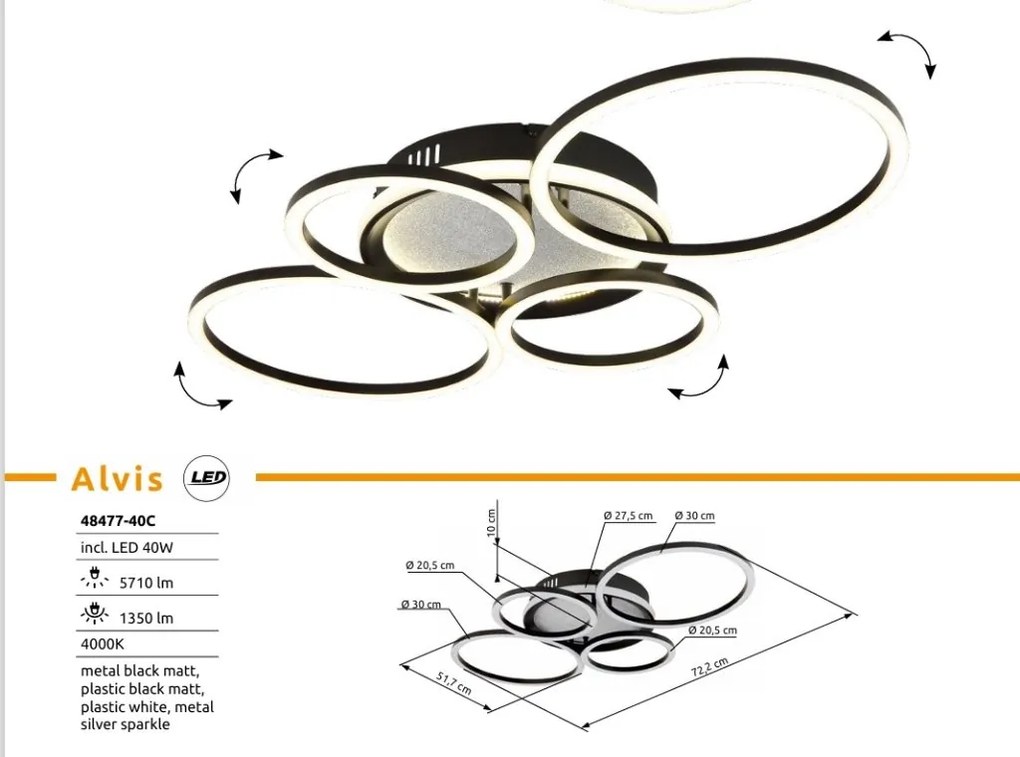 Lustra aplicata tavan design circular LED Alvis