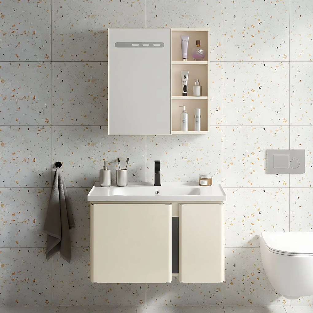 Set mobilier de baie cu lavoar Tula 60cm Beige